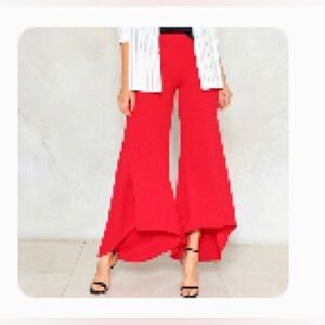 NWT Nasty Gal Hi-Lo Hem Pants - Red sz 4 (UK8)